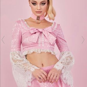 NWT Sugar Thrillz Princess Perfection Tapestry Lace Trim Top